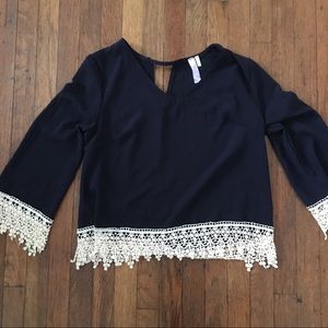 Navy and lace blouse